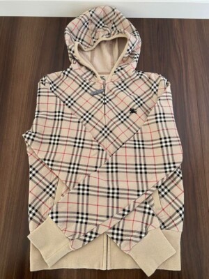 BURBERRY BLUE LABEL Nova Plaid Zip Up Hoodie beige size 38 XS
