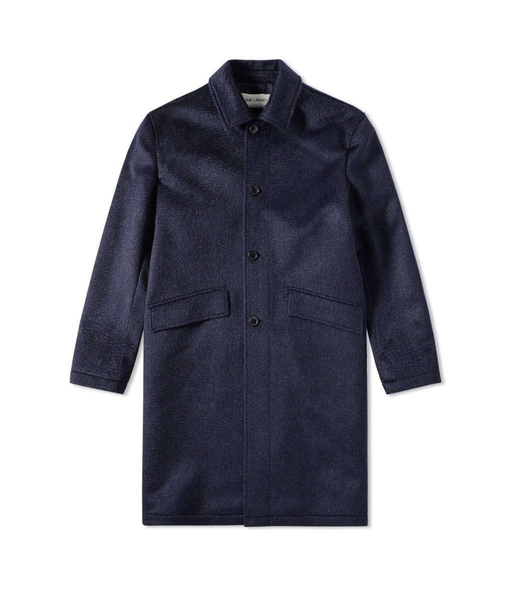 Our Legacy Car Coat in Pressed Cilium Navy Wool, size Small/46