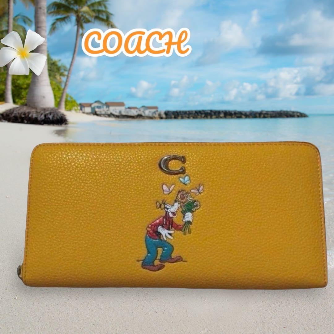COACH x DISNEY Long Accordion Zip Around Wallet Goofy CH498 outlet