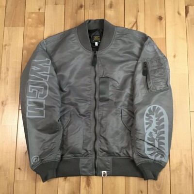 BAPE SHARK MA-1 bomber jacket gray A Bathing Ape Size S | eBay