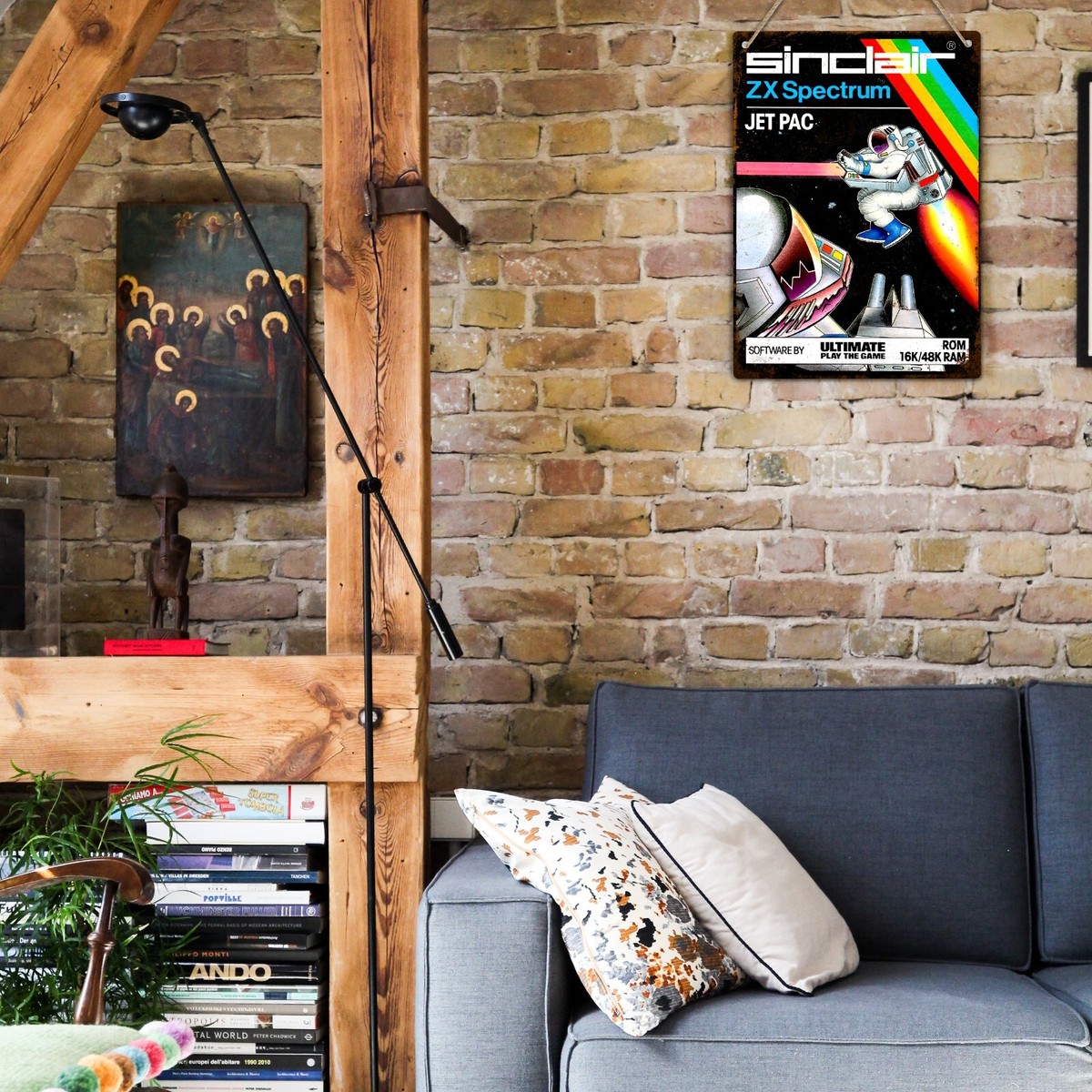 JET PAC ZX Spectrum Retro Metal Wall Tin Sign Sinclair Vintage