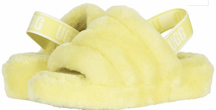 UGG Fluff Yeah Women's Size 8M Neon Yellow Shearling Slide