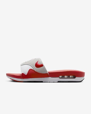NEW Men's Size 13 Nike Air Max 1 Slide White University Red DH0295