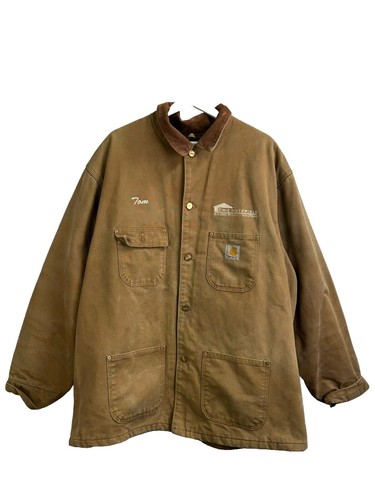 Vintage Carhartt Duck Canvas Jacket Mesh Lined Chore Coat J102 DES