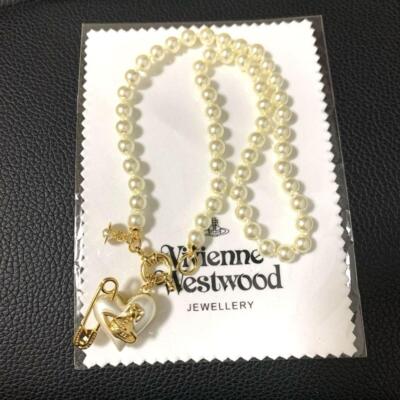 Vivienne Westwood Orietta Pearl Necklace Heart Gold 40cm no Box | eBay