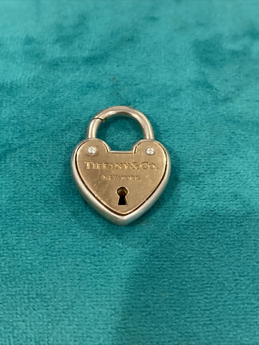 Tiffany & Co. RARE 18 KT Rose Gold & Silver Heart Lock Padlock