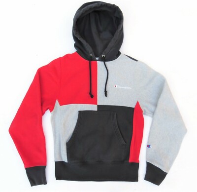 Vtg CHAMPION Reverse Weave Color Block Hoodie XS Spell Out Logo