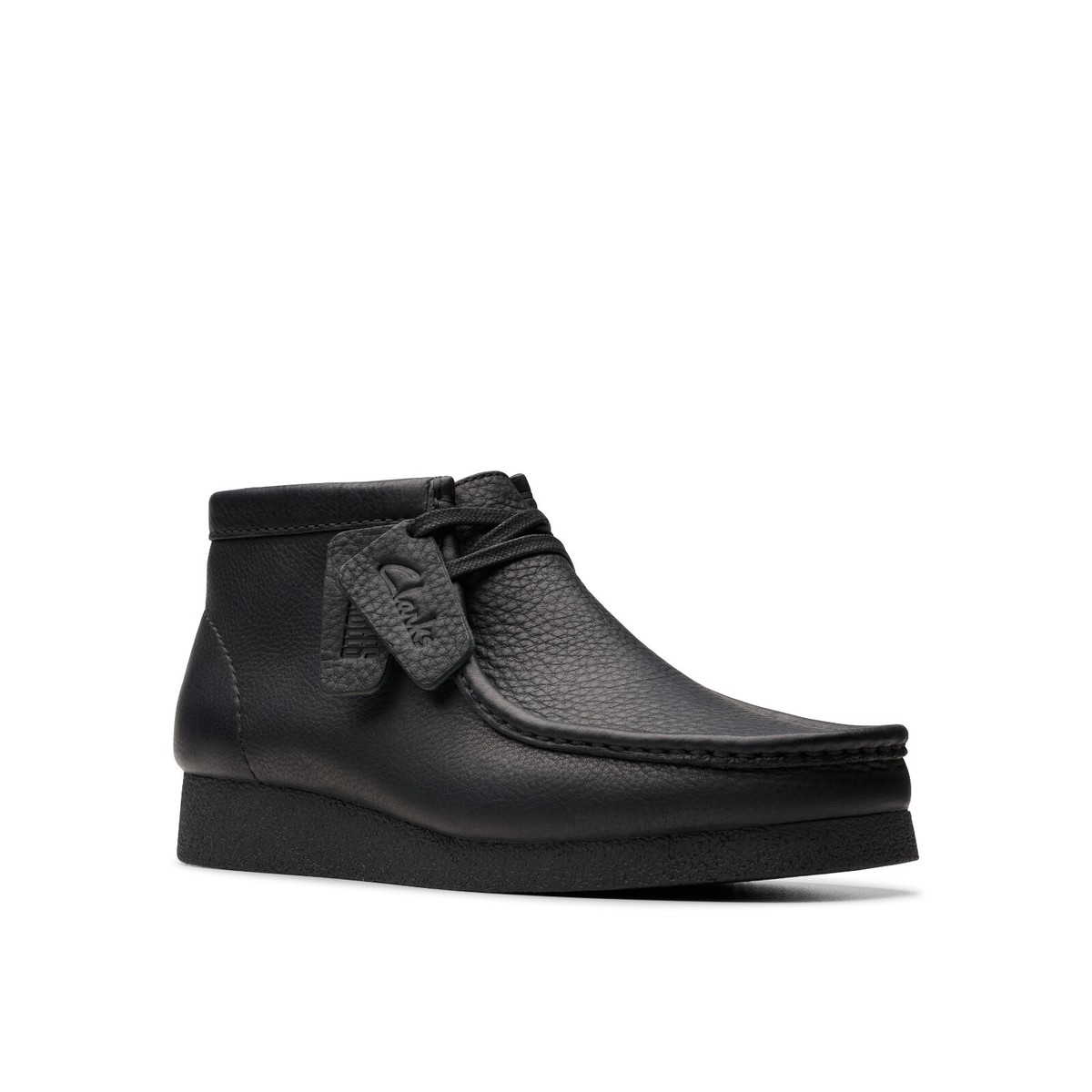 New Men Clarks Wallabee Evo Black Leather Rubber Bottom
