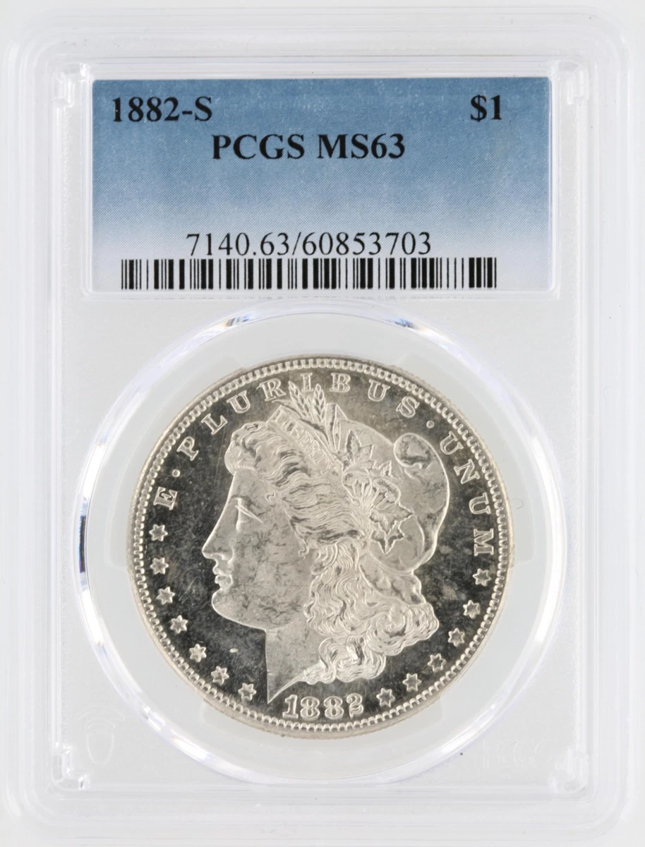 Silver MS 63 Graded 1882 Year Morgan US Dollars (1878-1921) for