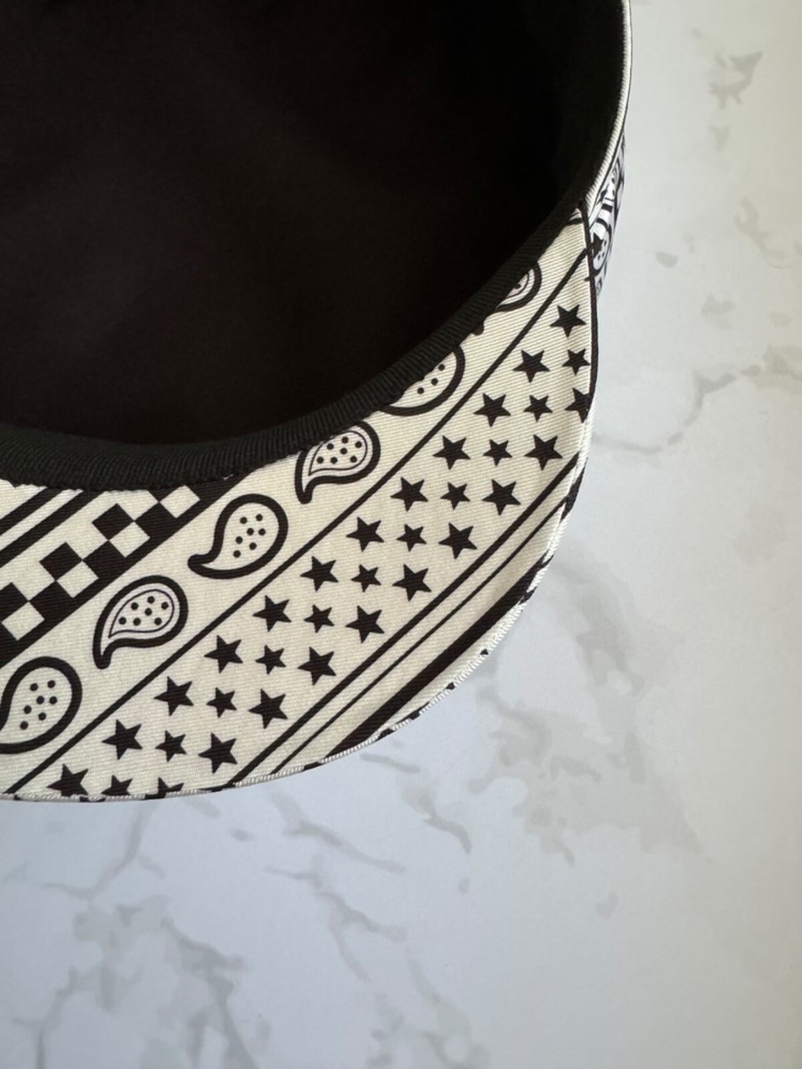 NEW Hermes Women's Deauville Cap Zigzag Printed Silk in Noir 57 | eBay