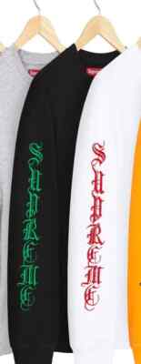 Supreme Old English L/S Top Heather Grey Pink Orange White Black