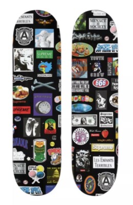 Supreme stickers skateboard Black Deck - 8
