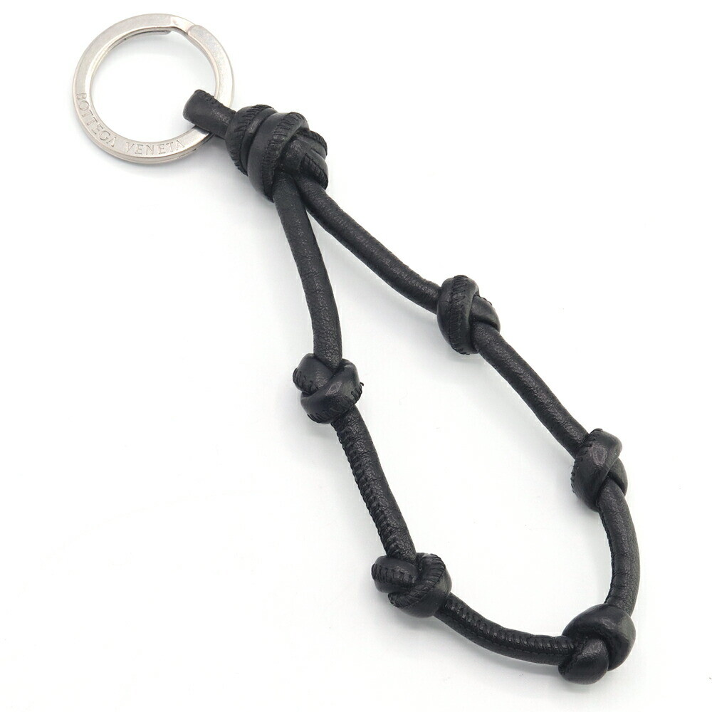 BOTTEGA VENETA Key Ring Knot 651465 Black Leather Used Keychain
