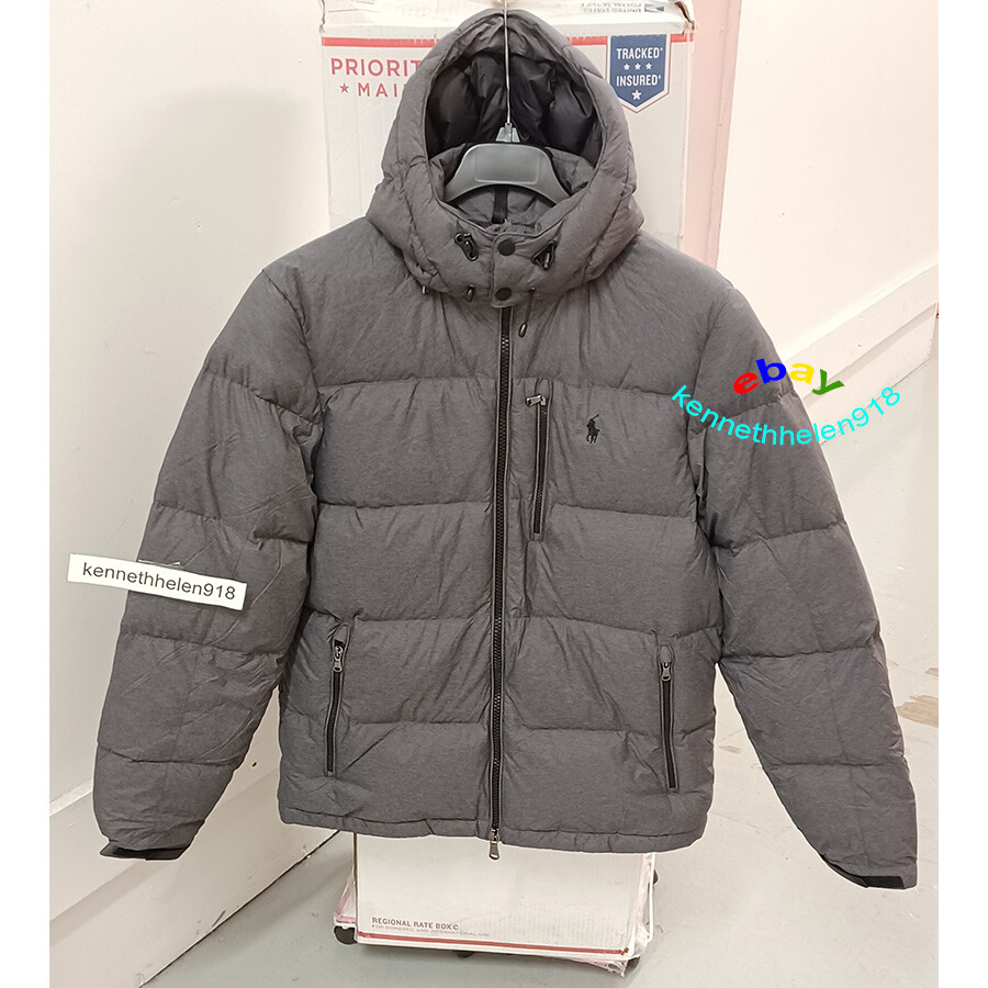 POLO RALPH LAUREN WATER REPELLENT DOWN JACKET COAT HEATHER GREY