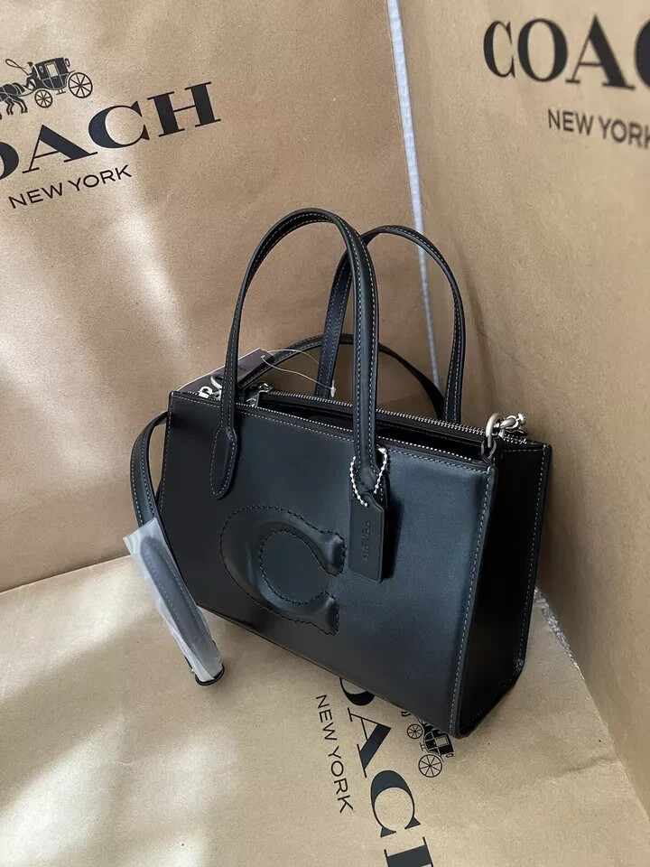NWT Coach Nina Small Tote Bag CR097 Black Refined Calf Leather