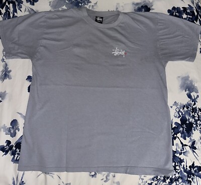 Stussy Big Logo Gray Shirt Made In Mexico Mens Size Large Tee | eBay