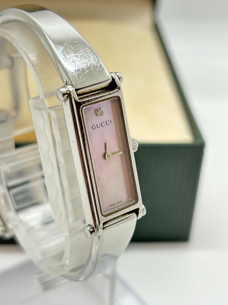 Exc+5 w/Box ] Gucci 1500L Pink Shell Dial 1P Diamond Woman's Watch