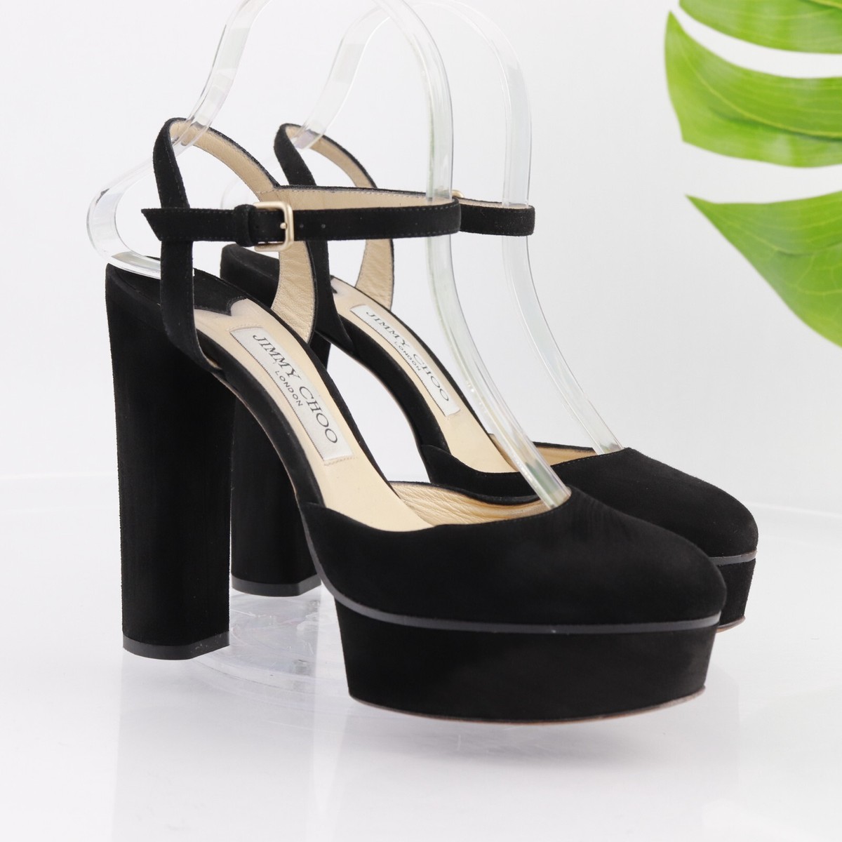 Jimmy Choo Womens Maple Pump Size 37 7 Black Suede Platform Block