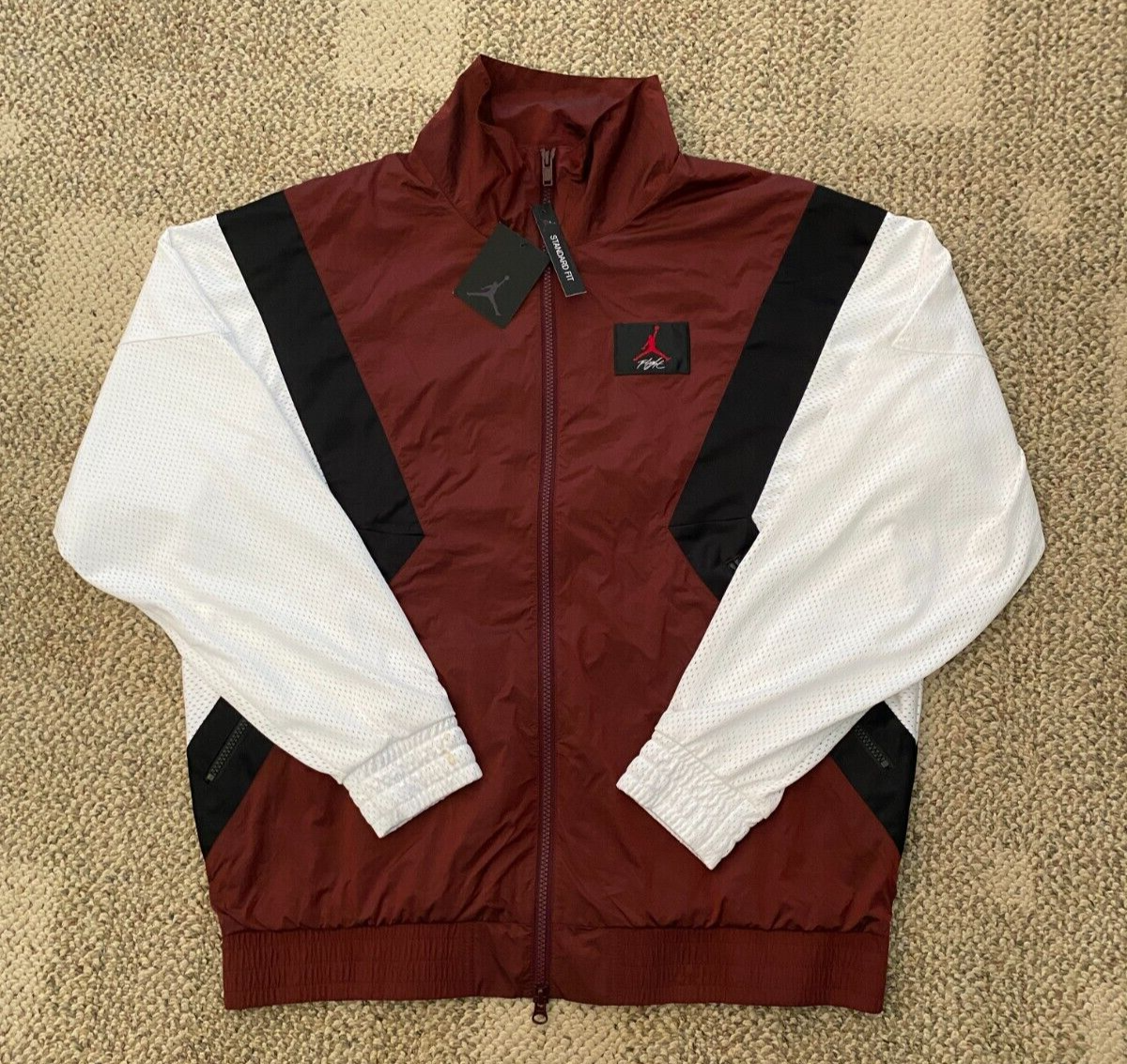 Air Jordan Flight Warm Up Jacket AO0555-687 Burgundy/White Size