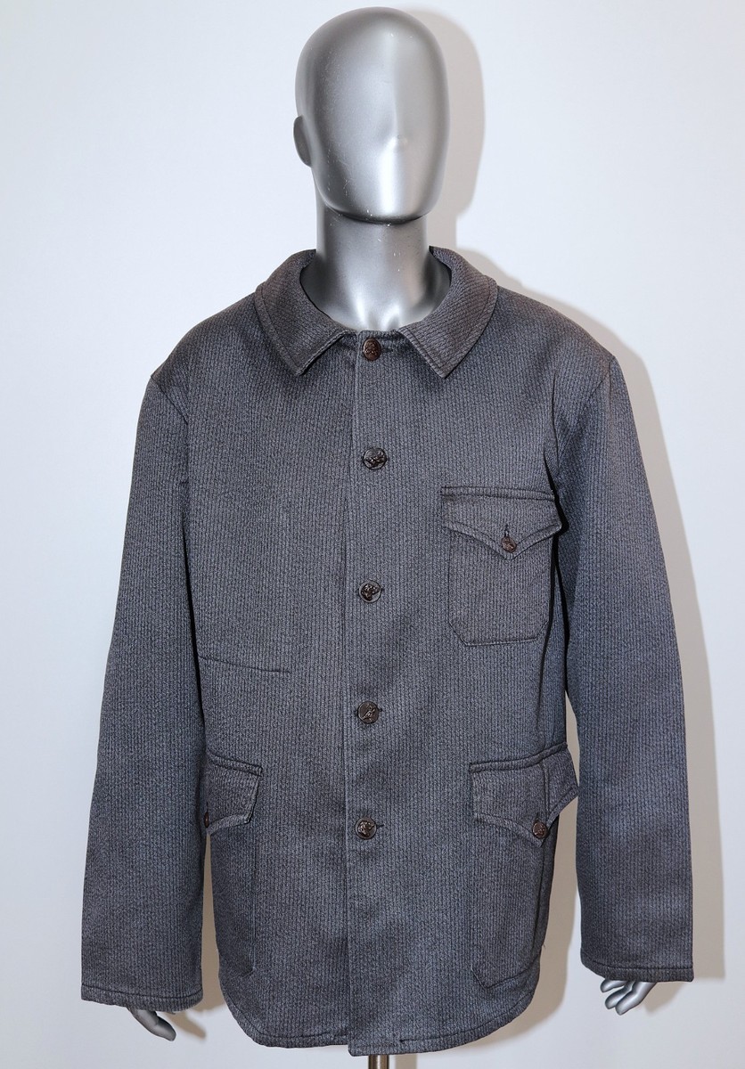 French Vintage 1960s Dark Grey Cotton Pique Hunting Jacket Sz XL