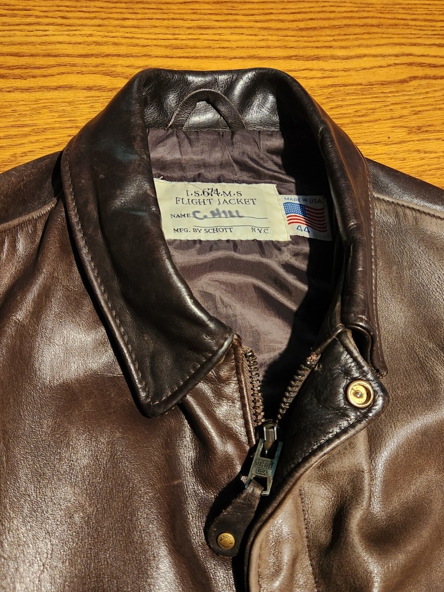 SCHOTT Pilots Issue A2 Leather Jacket IS674MS Super Rare Sz44 w