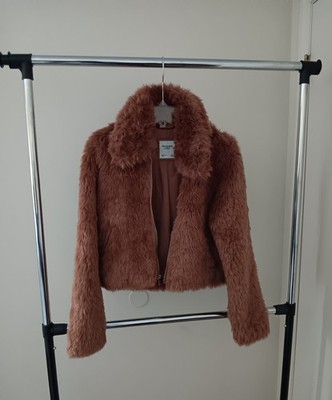 ABERCROMBIE & FITCH FAUX FUR ZIP-UP JACKET BROWN WOMENS SIZE S | eBay