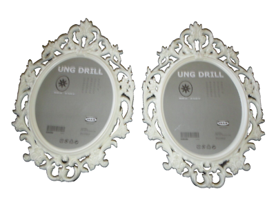 IKEA Ung Drill White Oval Plastic Frames mirrors (2P) 15 X 19