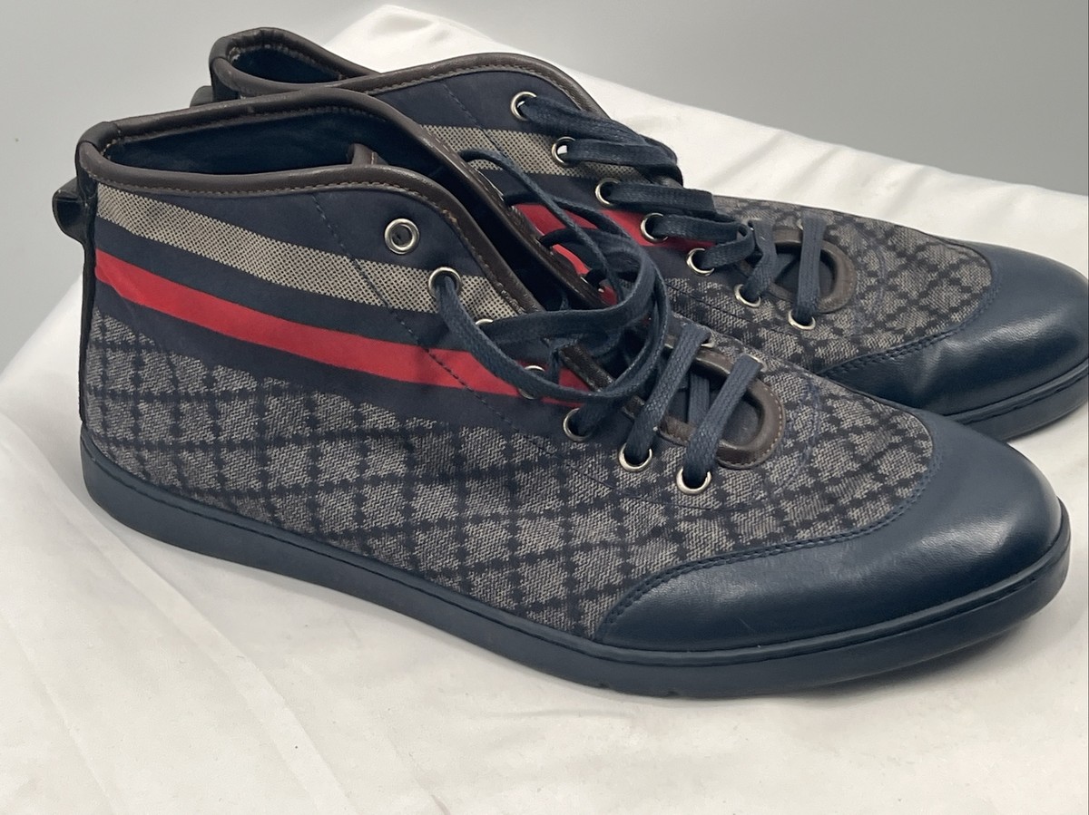 Gucci Diamante High Top Men's Sneakers Shoes Blue / Gray Size 8