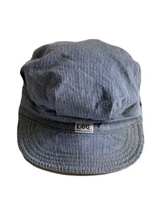 Vintage LEE .Railroad Worker HICKORY Denim Jeans Hat Cap Sz 7 1/4