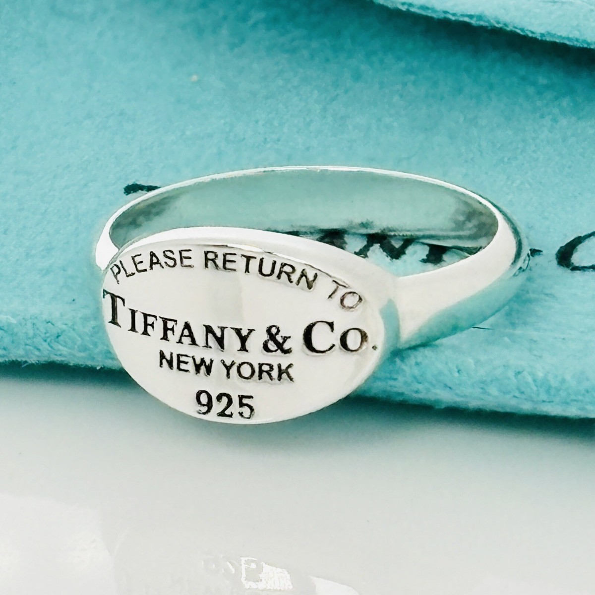 Size 8 Please Return to Tiffany & Co Oval Signet Ring in Sterling