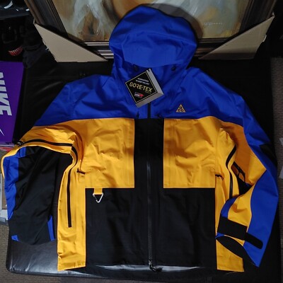 Nike ACG Jacket Sz Medium Large Blue Yellow Storm CV0634 405 Rain