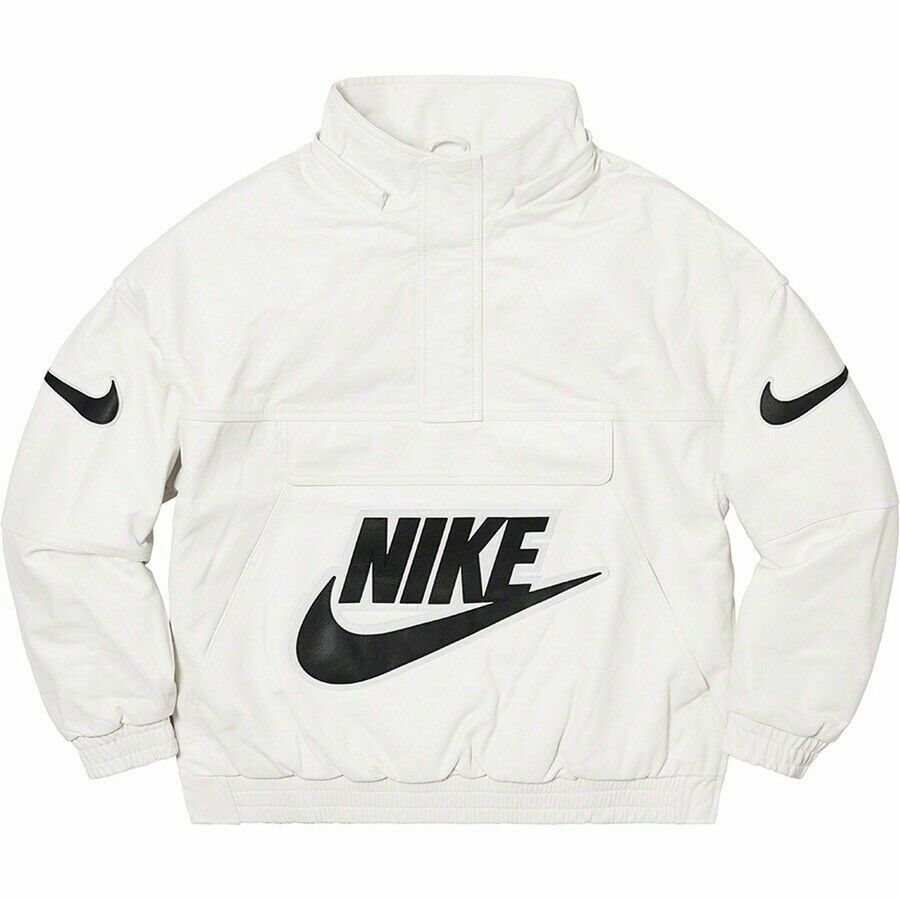 Nike X Supreme Mens Leather Bomber Jacket/Anorak White/Sail