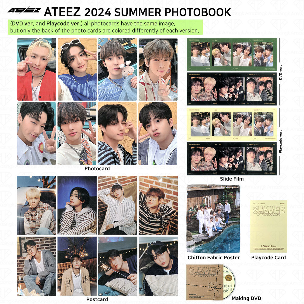 ATEEZ 2024 SUMMER PHOTOBOOK Photocard Postcard Slide Film Poster