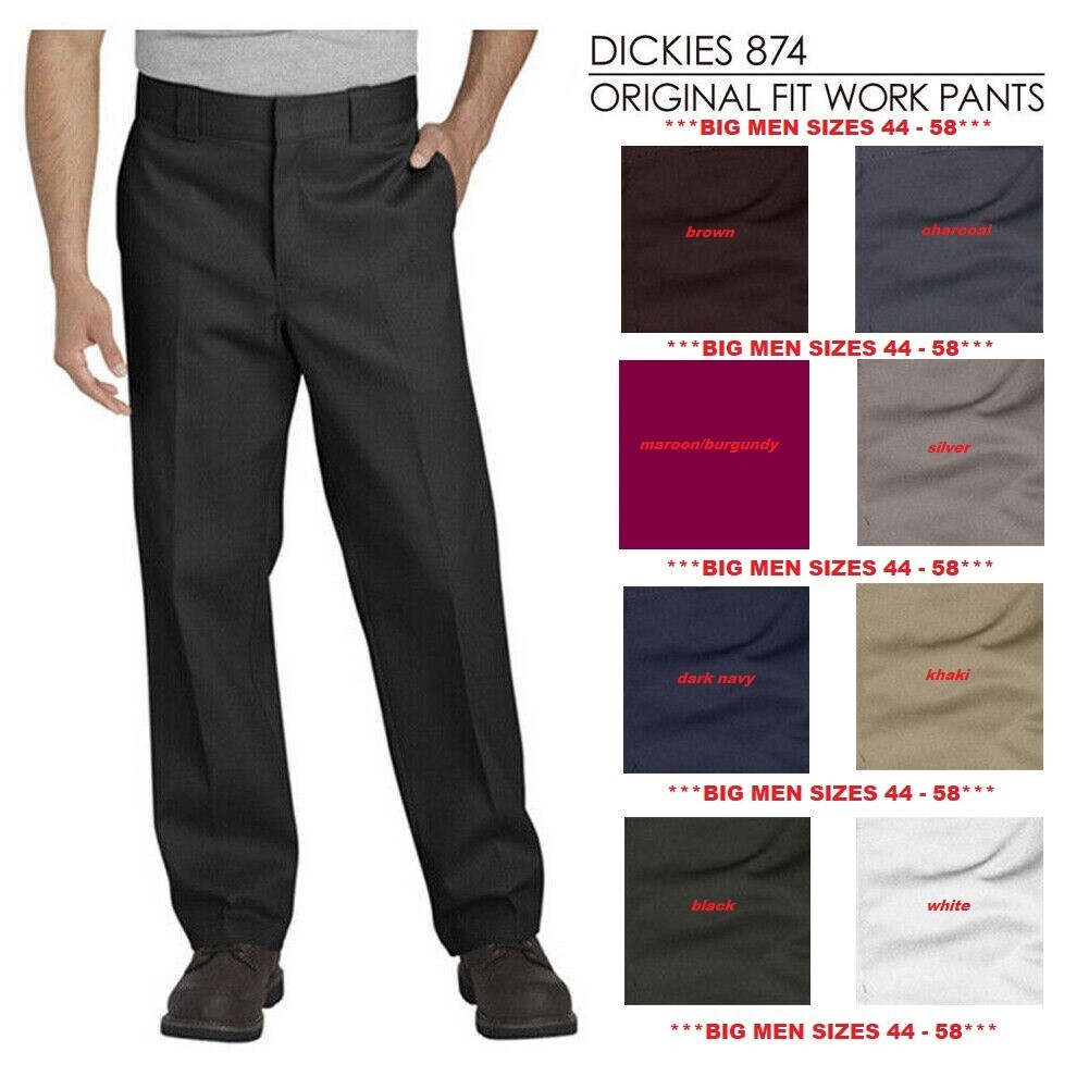 DICKIES ORIGINAL FIT 874 WORK PANTS BIG MEN SIZES 44-58 BIG & TALL