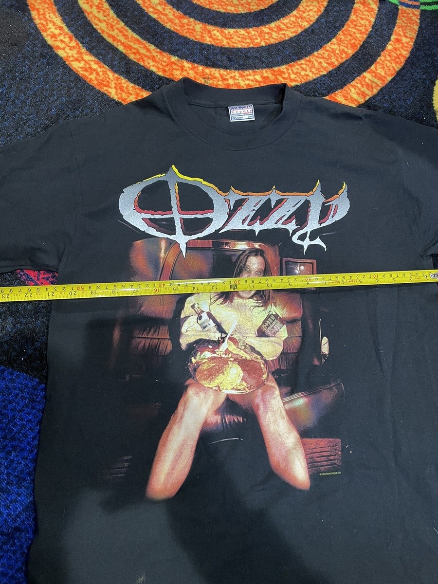 VTG 2000 Ozzy Osbourne T shirt black graphic straight jacket food
