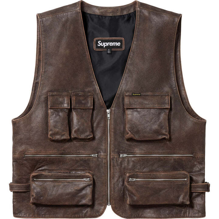 Supreme Leather Cargo Vest Brown | eBay