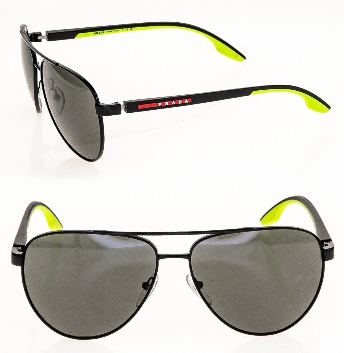 PRADA 52Y Linea Rossa Sport Black Fluo Yellow Sport Sunglasses