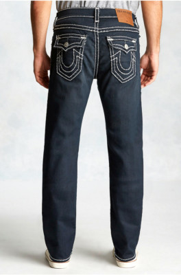 True Religion Men's Jeans Ricky Flap Super T Pitch Dark White