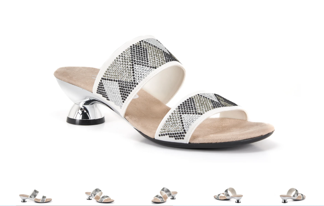 Onex Zenna White Metallic Rhinestone Studded Wedge Sandal Women's