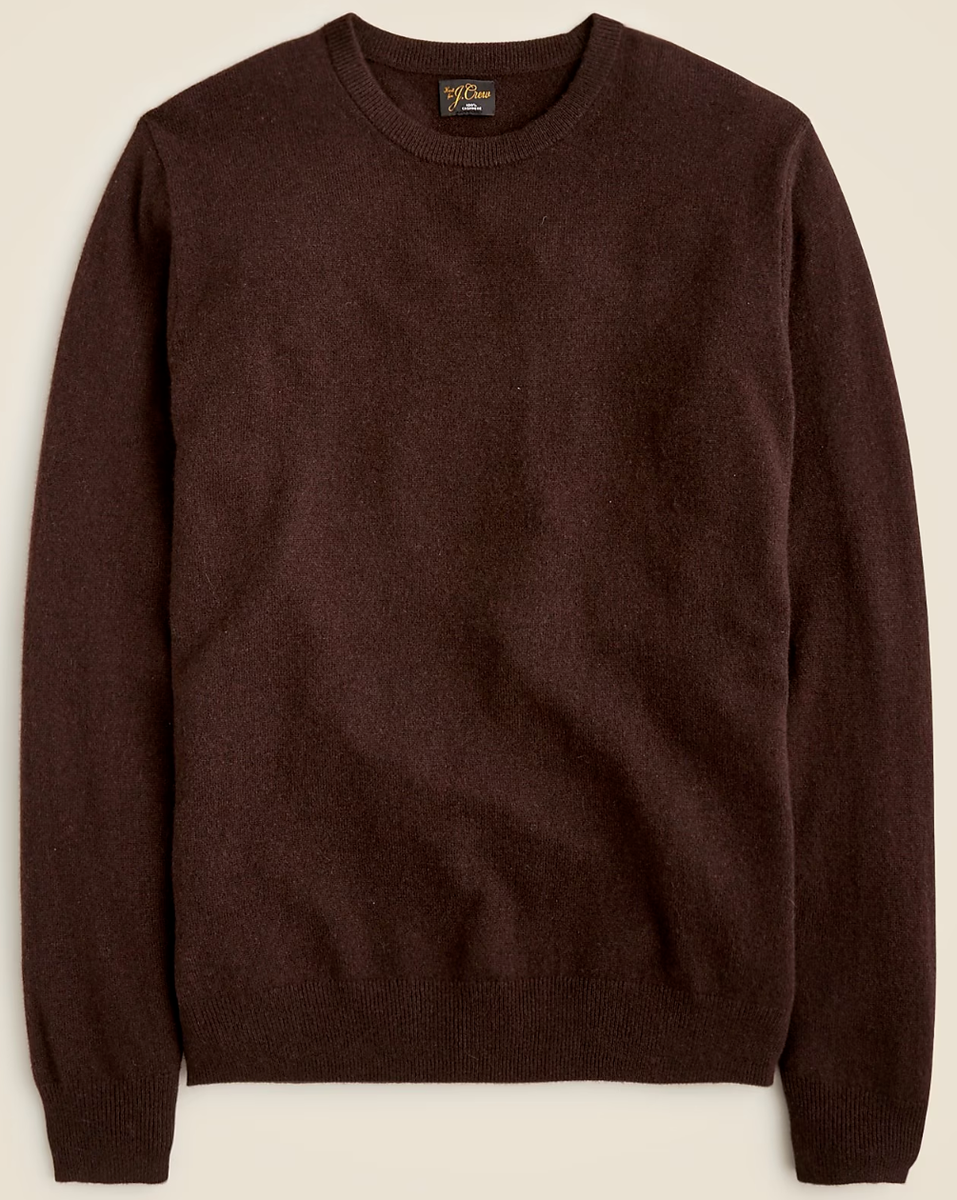 NWT J.Crew 100% Cashmere Sweater Brown Espresso Crewneck Cozy Soft