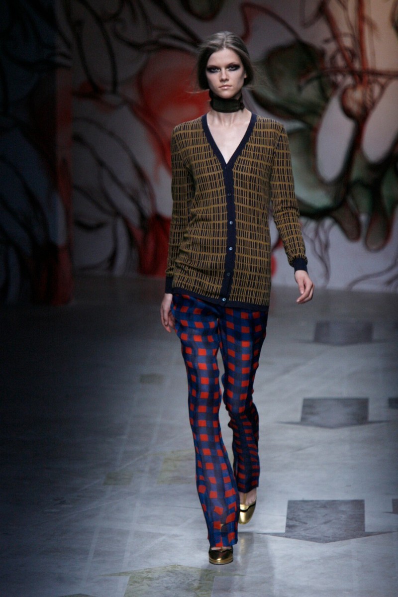 Prada Vintage Archive Spring 2008 Fairy Blue Red Wavy Plaid Silk