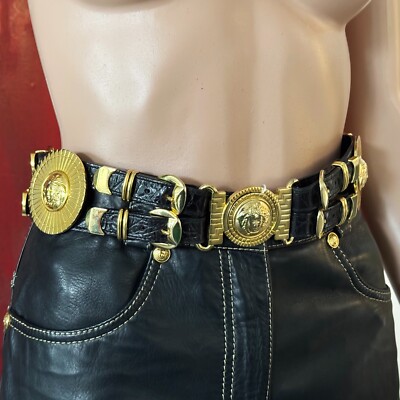 GIANNI VERSACE twin belt with gold-tone Medusa size 70/28 from