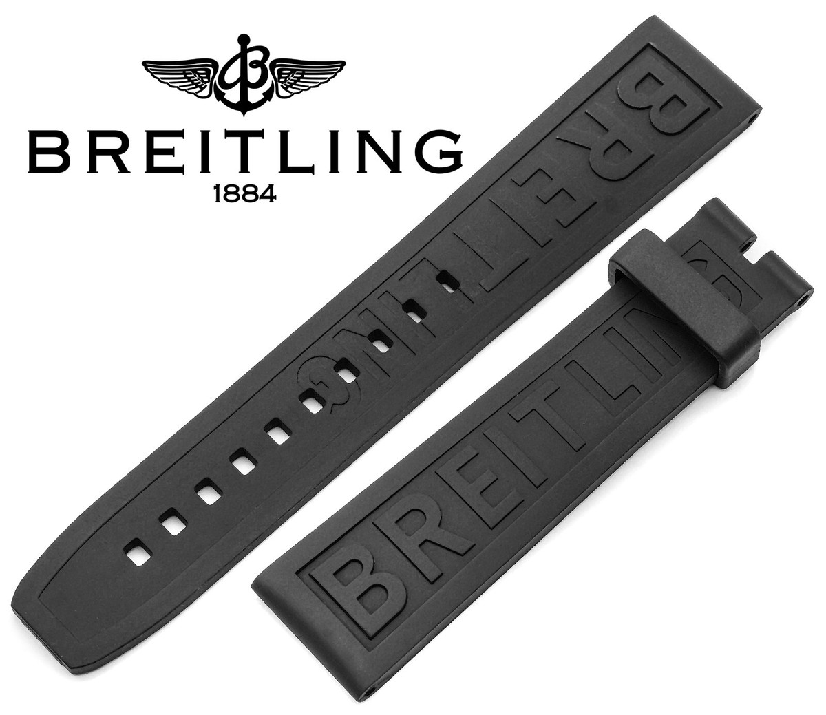 Authentic 20x18 Breitling Black Caoutchouc Rubber Replacement