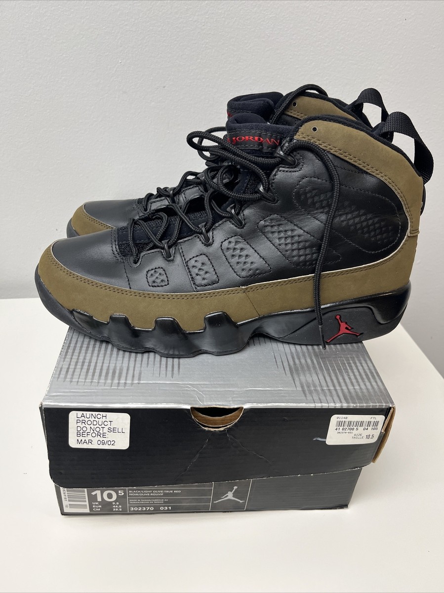Air Jordan 9 Retro 2002 Black/Light Olive-True Red (Brand New In