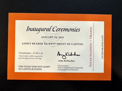 2025 Presidential Inauguration Ticket (Donald J. Trump - Orange