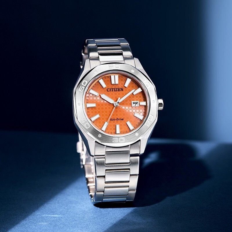 Citizen Eco-Drive BM7630-80Z Orange Analog Octagonal Design Solar