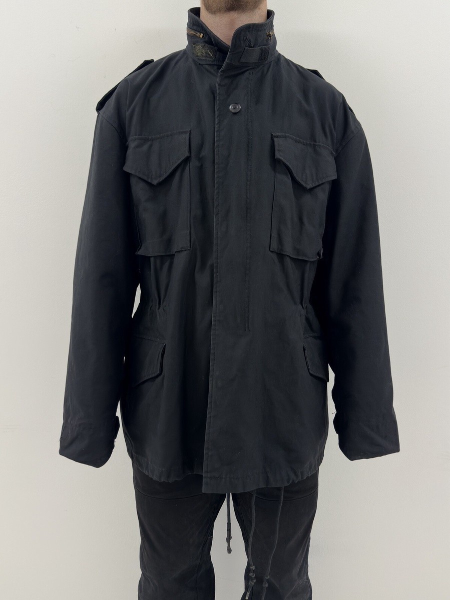 VINTAGE ALPHA INDUSTRIES M65 ARMY fly JACKET MENS BLACK RARE size