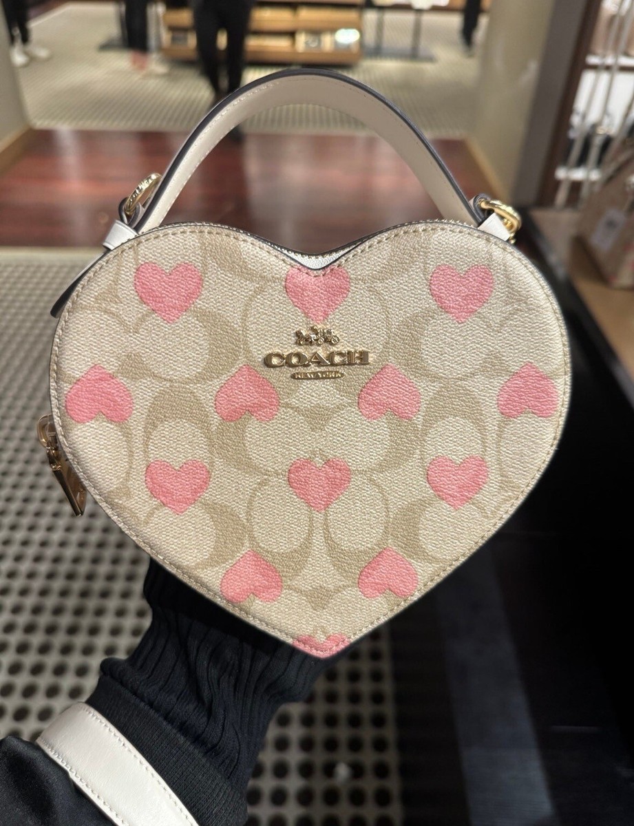 Nwt coach Heart Crossbody In Signature Canvas With Heart Print