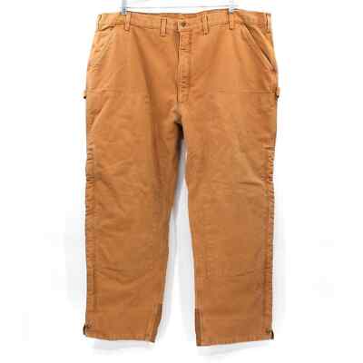 Carhartt Fleece Lined Tan Dungaree Work Pants 48x32 Vintage Double
