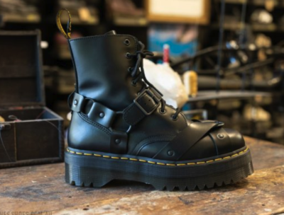 DR.MARTENS JADON HARNESS PARIS LEATHER BLACK PLATFORM MSRP$270